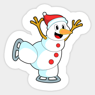 Snowman at Ice skating with Ice skates Sticker